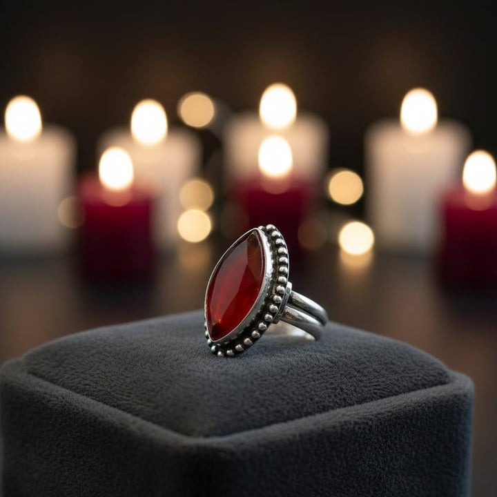 Marquise Garnet and Sterling Silver Ring