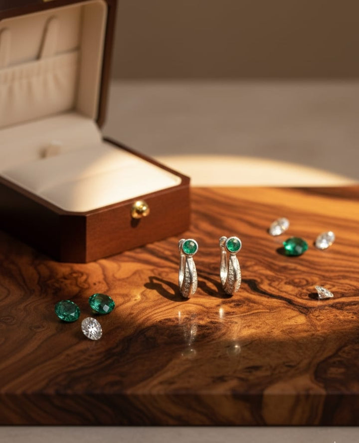 Emerald Embrace Silver Earings