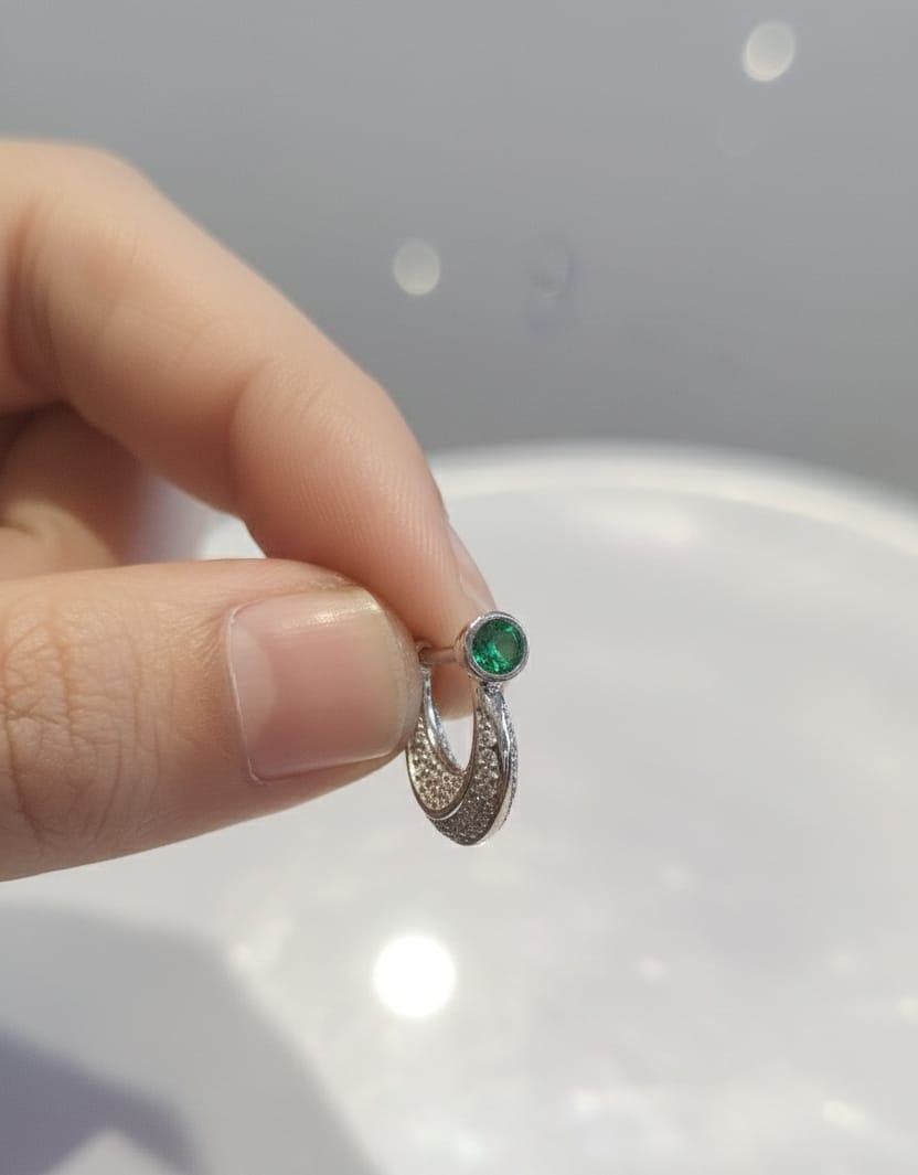 Emerald Embrace Silver Earings