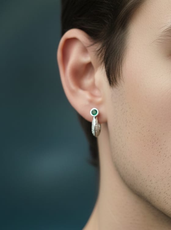 Emerald Embrace Silver Earings
