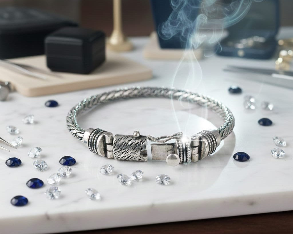 DIGNIFIED SILVER OXIDISED BRACELET FOR HIM