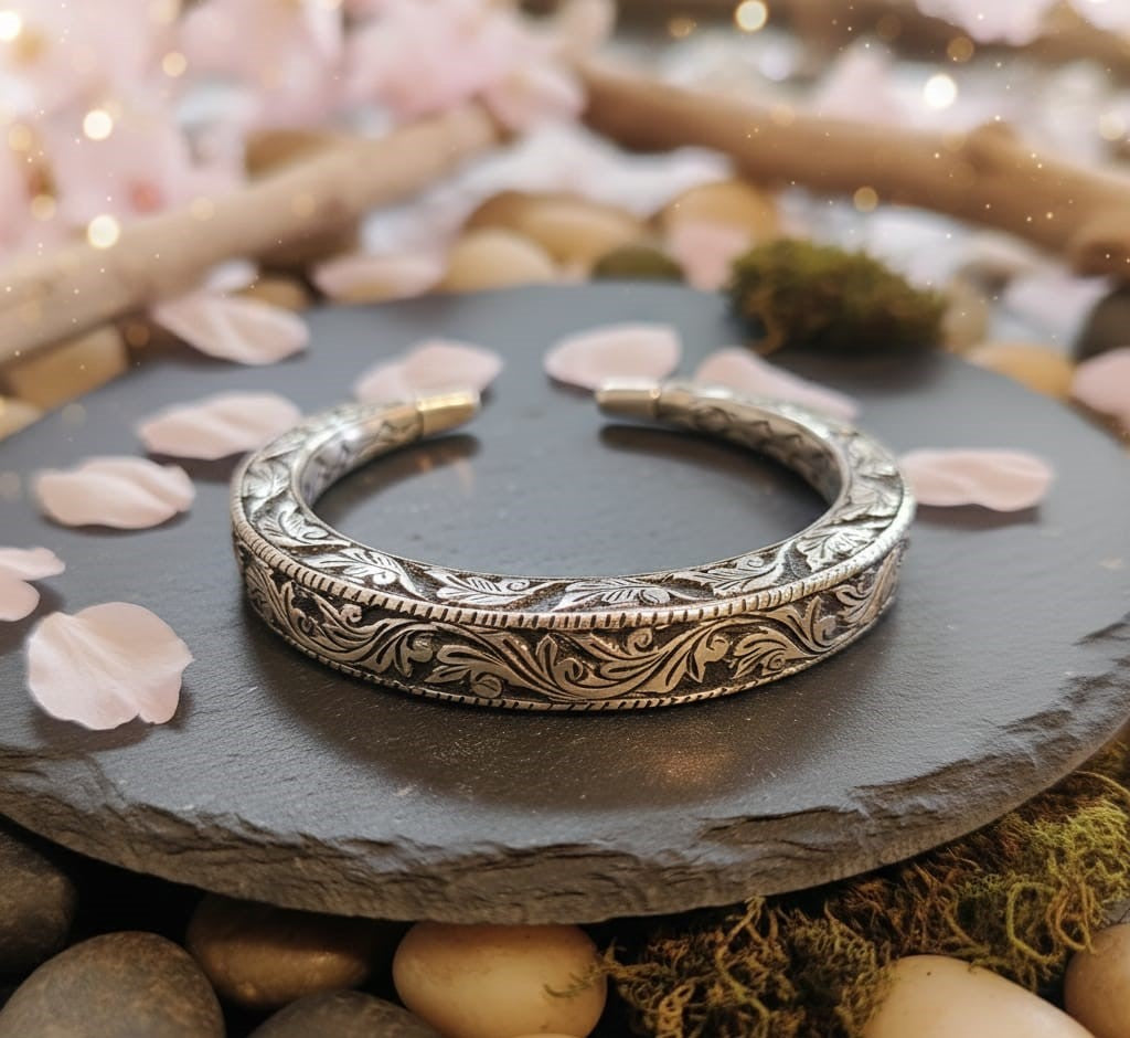 Eternal Vines Silver Oxidised Bangle