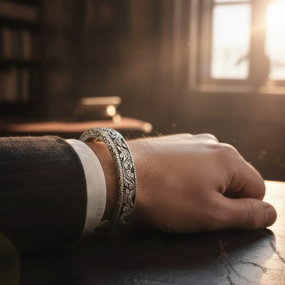Eternal Vines Silver Oxidised Bangle
