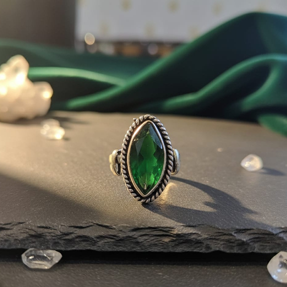 Marquise Garnet and Sterling Silver Ring