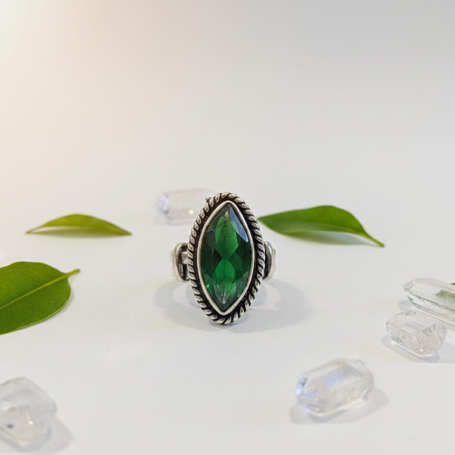 Marquise Garnet and Sterling Silver Ring