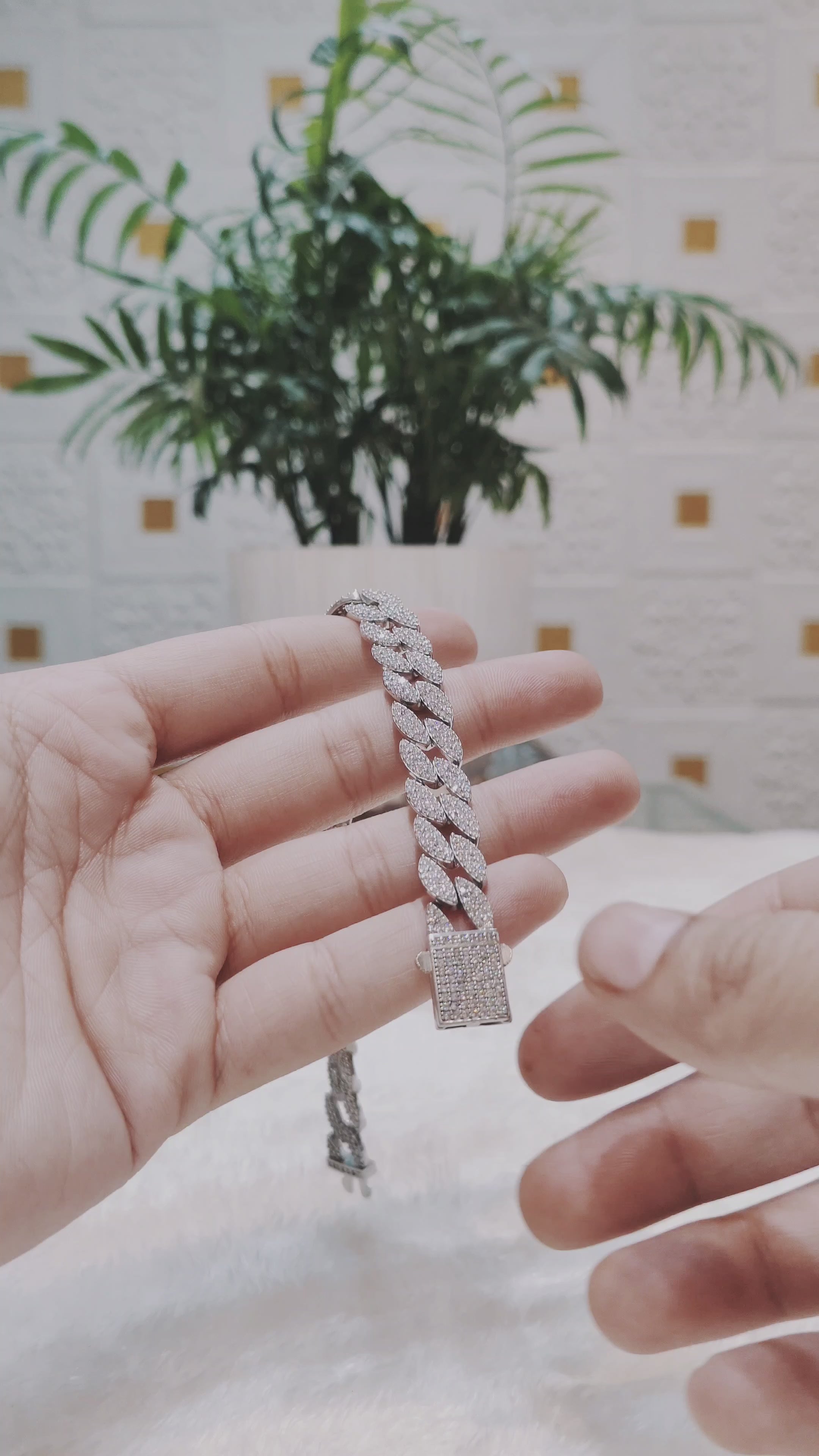 Iced Out Cuban Silver Bracelet for Him